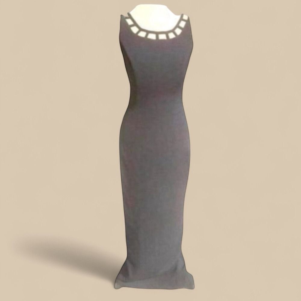 Vtg Rex Lester Black Pencil Gown Sz 2 - Picture 9 of 9